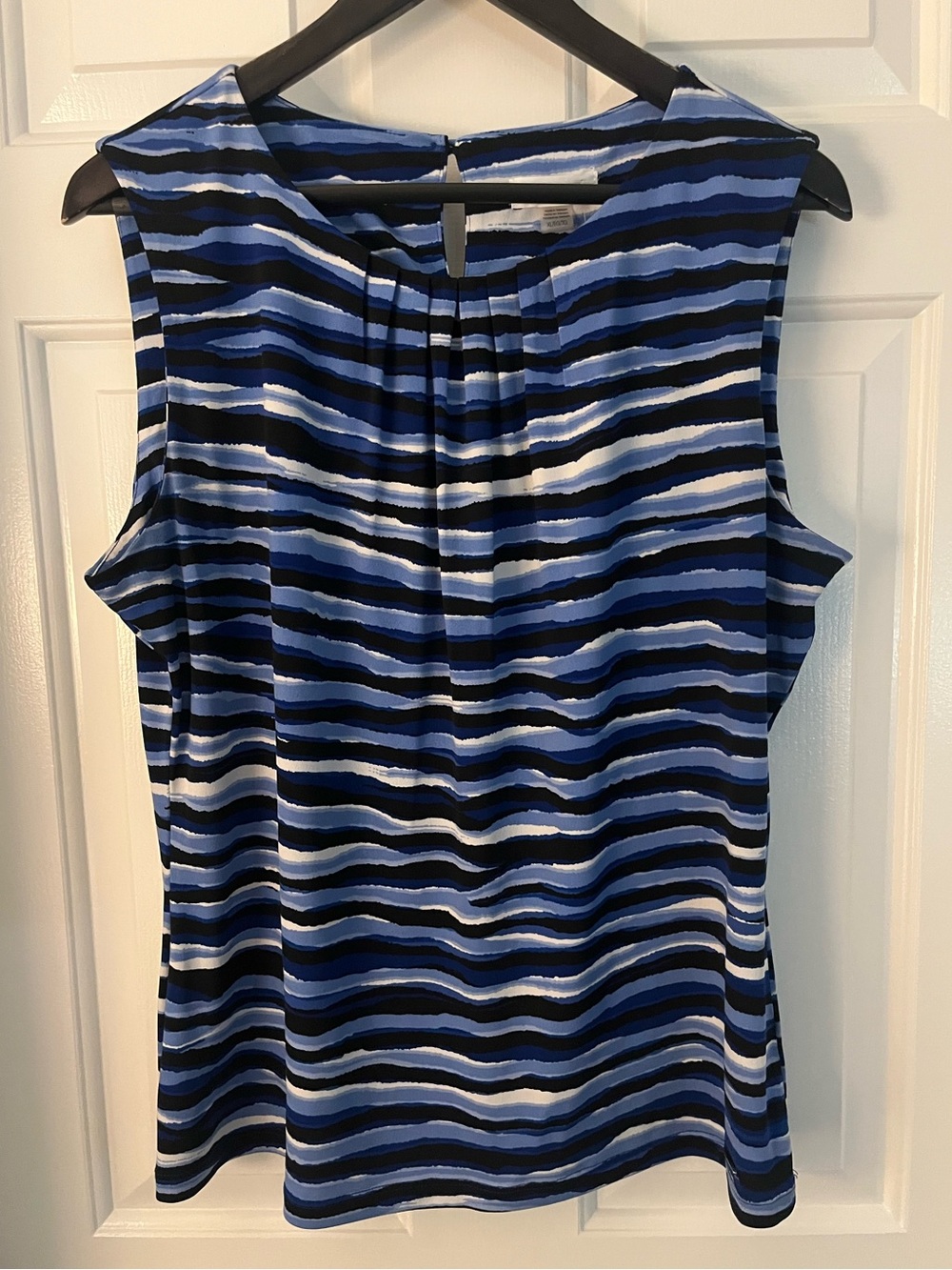 NWT Calvin Klein Sleeveless Blue Striped Shell Top Size XL